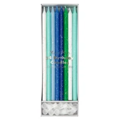 Meri-Meri Meri Meri Blue & Green Glitter Candles (Pack Of 24)
