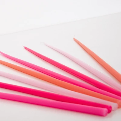 Meri-Meri Meri Meri Pink Tall Tapered Candles (Pack Of 12) 2 Meri-Meri Meri Meri Pink Tall Tapered Candles (Pack Of 12) - Image 2