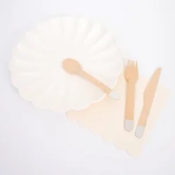 Meri-Meri Meri Meri Silver Wooden Cutlery Set (Pack Of 24)